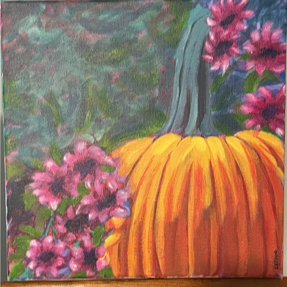 Floral Pumpkin Canvas Art